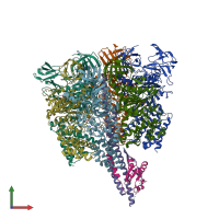 PDB entry 5knb coloured by chain, front view.
