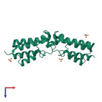 Homo dimeric assembly 1 of PDB entry 5ko4 coloured by chemically distinct molecules, top view.
