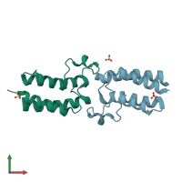 PDB entry 5ko4 coloured by chain, front view.