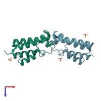 PDB entry 5ko4 coloured by chain, top view.