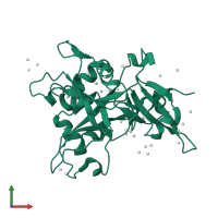 PDB entry 5ko9 coloured by chain, front view.