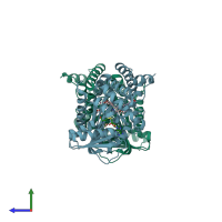PDB entry 5kok coloured by chain, side view.