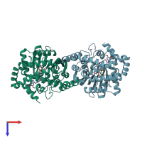 PDB entry 5kok coloured by chain, top view.