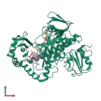 PDB entry 5kox coloured by chain, front view.