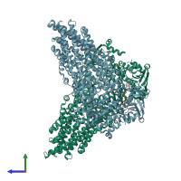 PDB entry 5koy coloured by chain, side view.