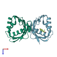 PDB 5kp4 coloured by chain and viewed from the top.