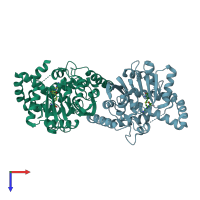 PDB entry 5kpc coloured by chain, top view.