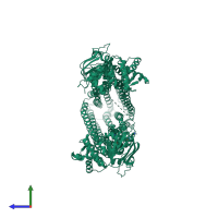 PDB entry 5kpj coloured by chain, side view.