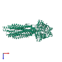 PDB entry 5kpj coloured by chain, top view.