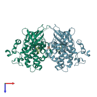 PDB entry 5kpk coloured by chain, top view.