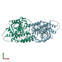 PDB entry 5kpn coloured by chain, front view.