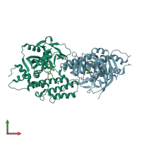 PDB entry 5kpq coloured by chain, front view.