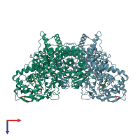 PDB entry 5kq6 coloured by chain, top view.