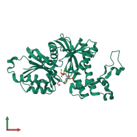 PDB entry 5kq8 coloured by chain, front view.