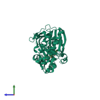 PDB entry 5kq8 coloured by chain, side view.