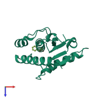 PDB entry 5kqg coloured by chain, top view.