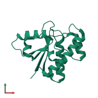 PDB entry 5kqp coloured by chain, front view.