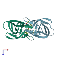 PDB entry 5kqx coloured by chain, top view.