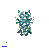 PDB entry 5kqy coloured by chain, side view.