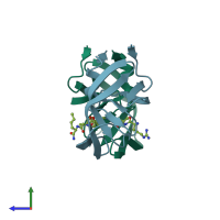 PDB entry 5kqz coloured by chain, side view.