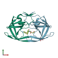 PDB entry 5kr0 coloured by chain, front view.