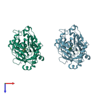 PDB entry 5kr7 coloured by chain, top view.