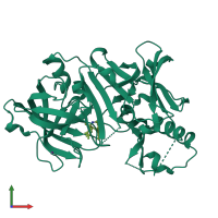 PDB entry 5kr8 coloured by chain, front view.