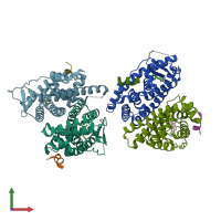 PDB entry 5kra coloured by chain, front view.