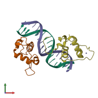 PDB entry 5krb coloured by chain, front view.