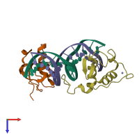 PDB entry 5krb coloured by chain, top view.
