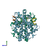 PDB entry 5krh coloured by chain, side view.