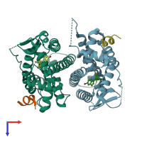 PDB entry 5krk coloured by chain, top view.