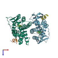 PDB entry 5krl coloured by chain, top view.