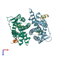 PDB entry 5krm coloured by chain, top view.