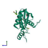 PDB entry 5krt coloured by chain, side view.