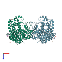 PDB entry 5krv coloured by chain, top view.