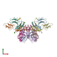 PDB entry 5ksb coloured by chain, front view.