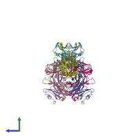 PDB entry 5ksb coloured by chain, side view.