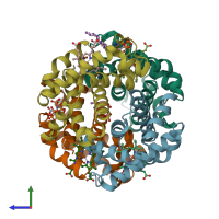 PDB entry 5ksi coloured by chain, side view.
