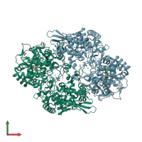 PDB entry 5ksn coloured by chain, front view.