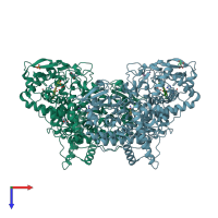 PDB entry 5ksn coloured by chain, top view.