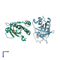 PDB entry 5ksp coloured by chain, top view.