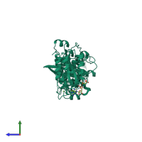 PDB entry 5ksz coloured by chain, side view.