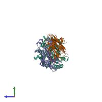 PDB entry 5kte coloured by chain, side view.