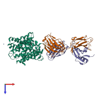 PDB entry 5kte coloured by chain, top view.