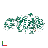 PDB entry 5kty coloured by chain, front view.