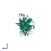 PDB entry 5kty coloured by chain, side view.