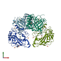 PDB entry 5ku6 coloured by chain, front view.
