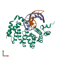 PDB entry 5kub coloured by chain, front view.