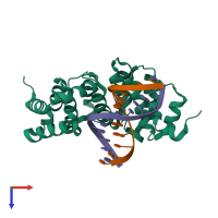 PDB entry 5kub coloured by chain, top view.